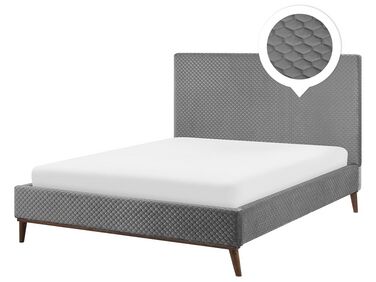Zamatová posteľ sivá 140 x 200 cm BAYONNE