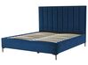 Letto matrimoniale con contenitore 180 x 200 cm in velluto blu SEZANNE_795483