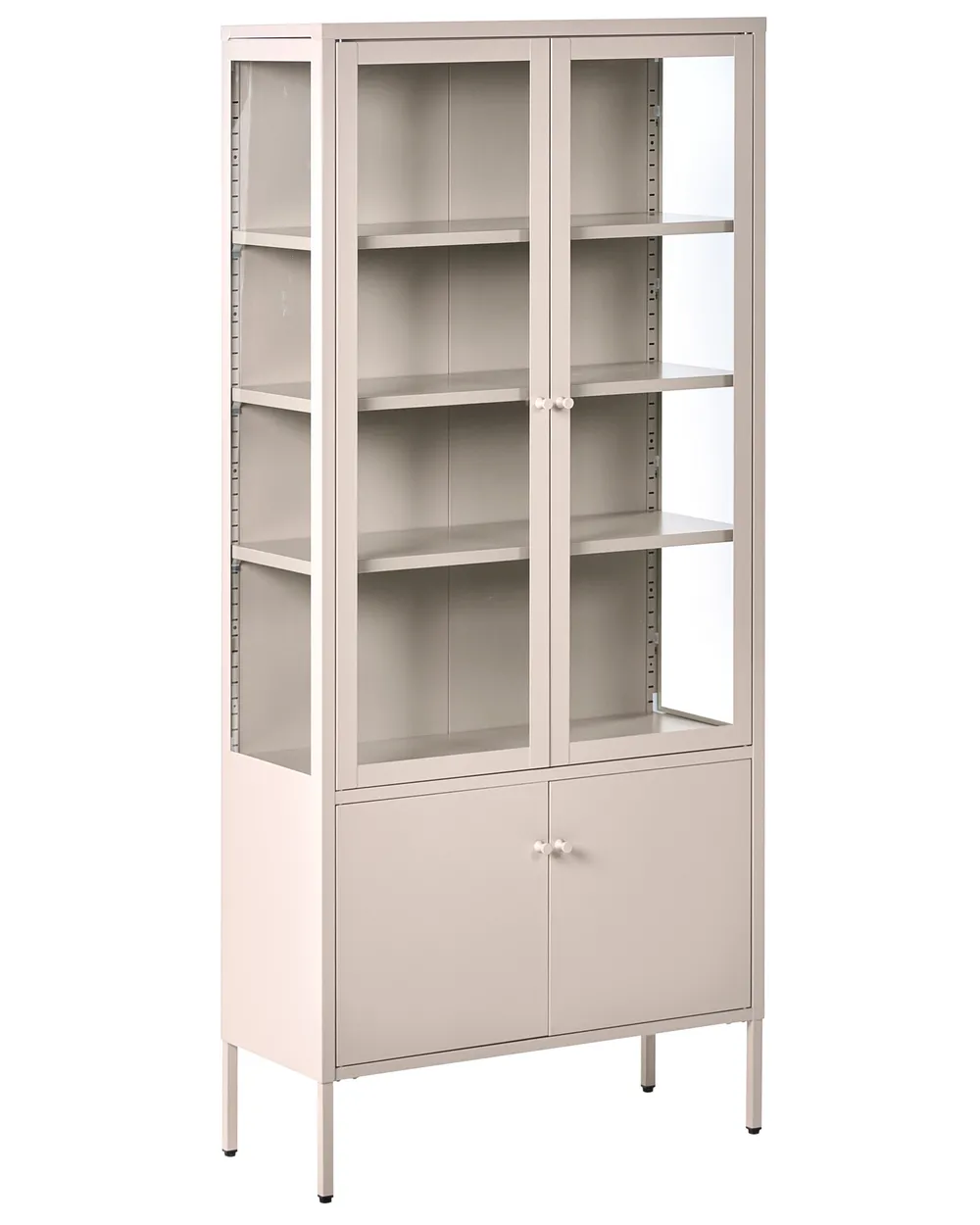 Witryna ze szklaną gablotą OXTED 80 cm Metal Beżowy