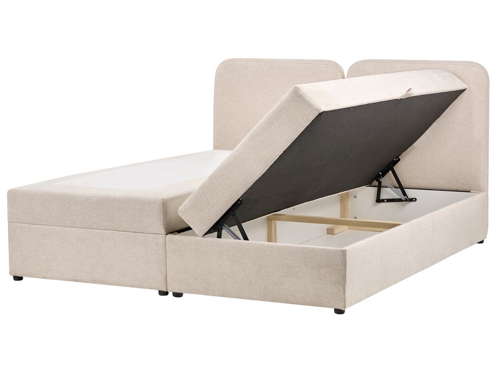 Lit boxspring avec rangement CHANCELLOR Tissu Beige clair 180 x 200 cm