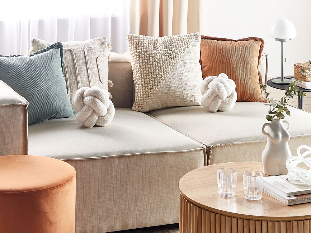 Set of 2 Decorative Cushions MALNI 19 x 19 cm Boucle Off-White Solid