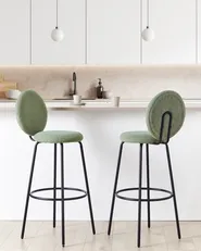 Set of 2 Bar Chairs EMERY Boucle Light Green_913947