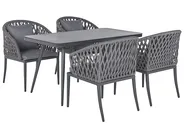 Garden Dining Set 4 Seater LIPARI with Cushions Metal Grey_808191