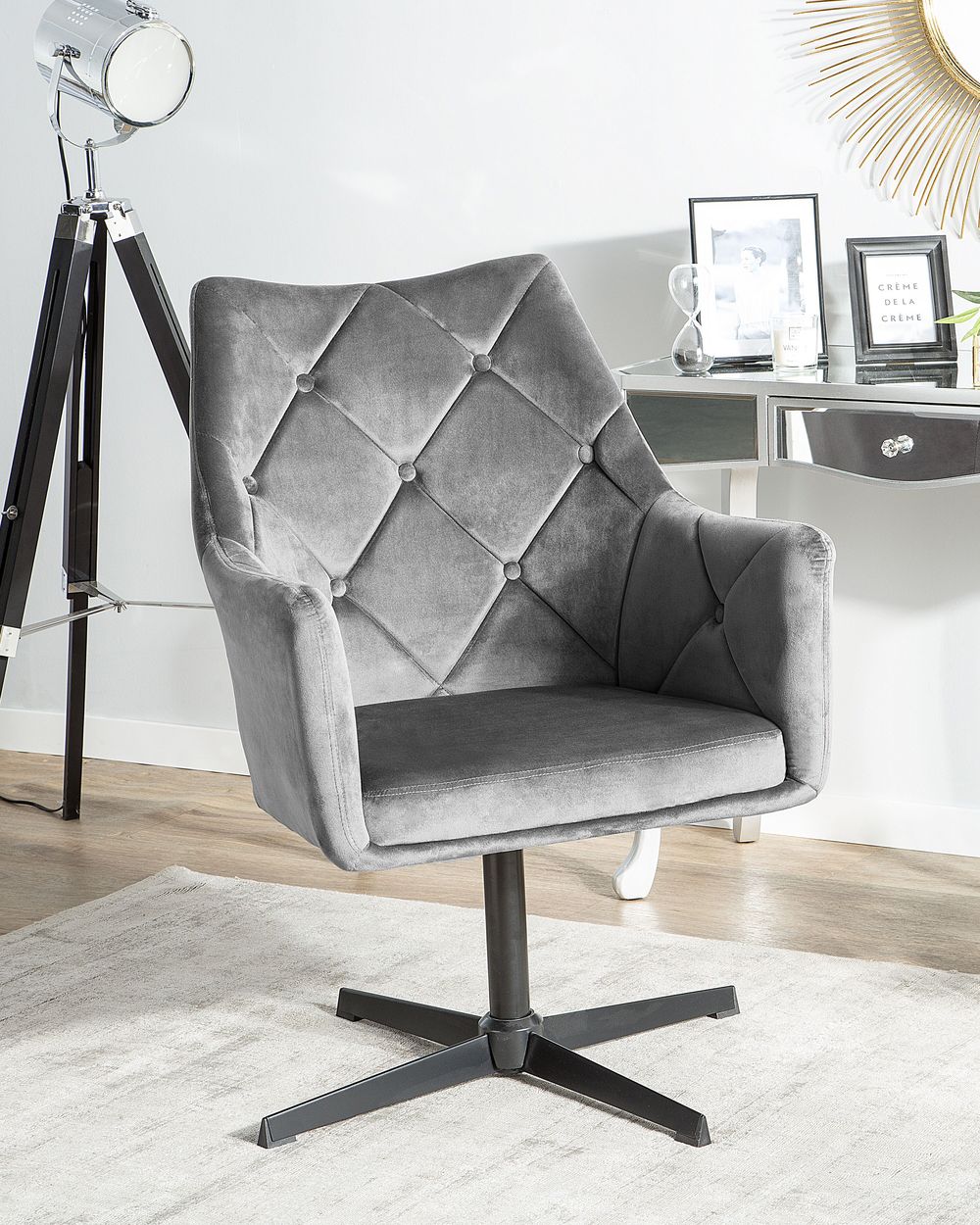 Fauteuil pivotant VAKSALA Velours Gris foncé
