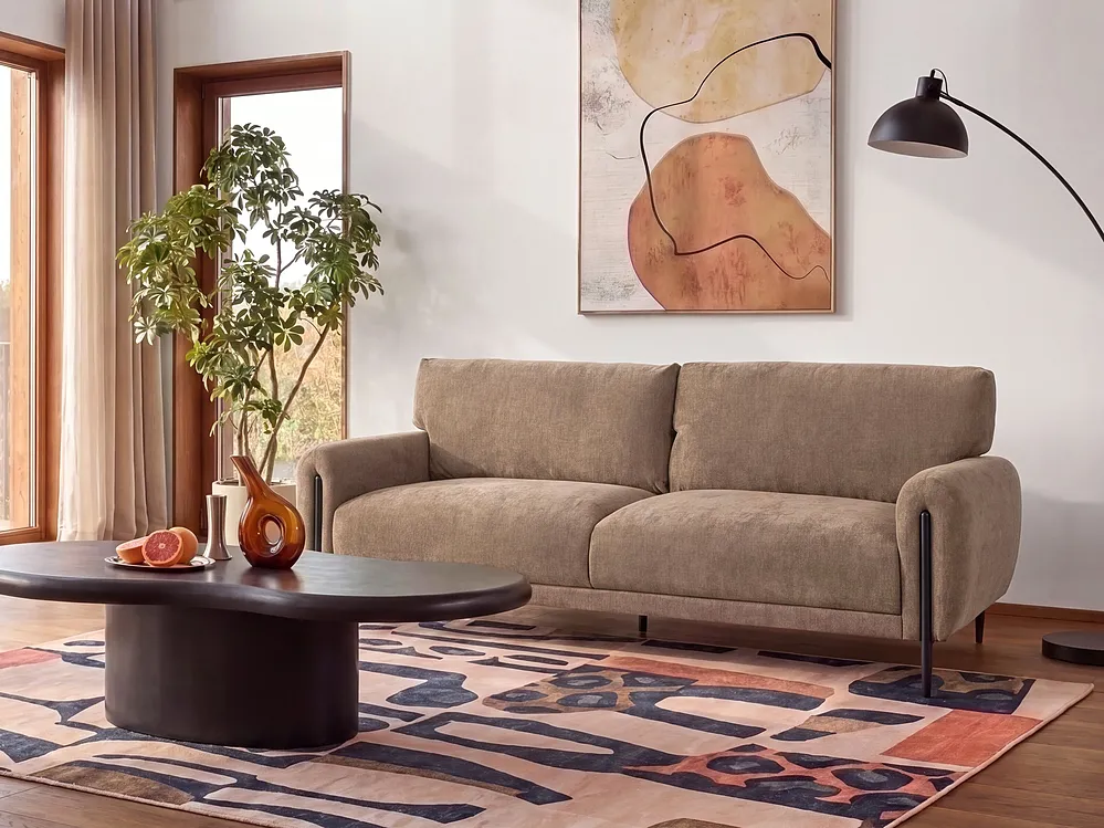 Sofa 3-Sitzer SKARO Chenillegewebe Braun_1156651