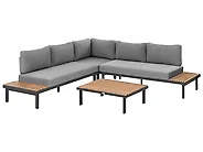Garden Corner Sofa with Table 5 Seater FIVIZZANO Acacia Wood Dark Grey_1158790
