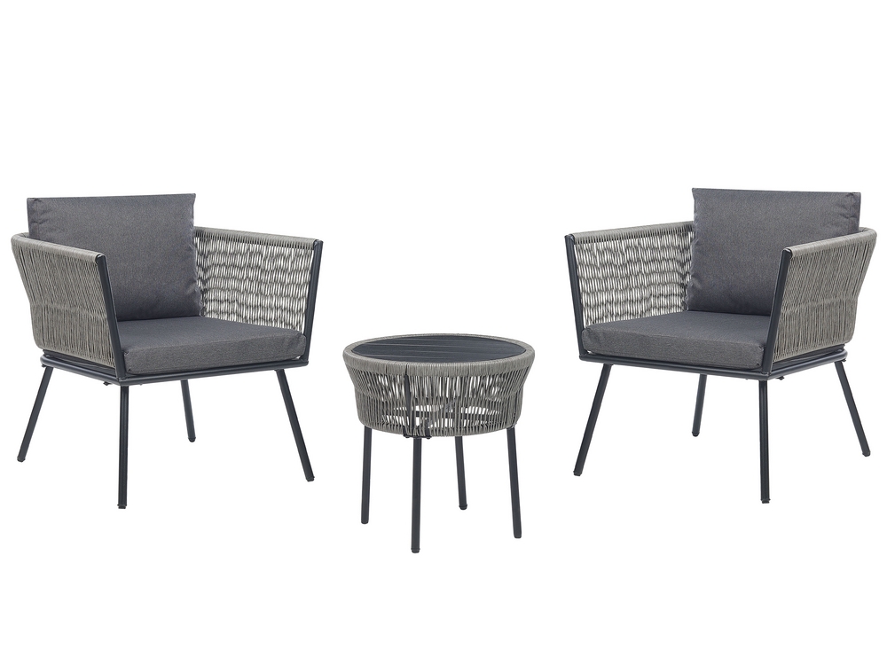 PE Rattan Bistro Set Grey GARGANO Beliani.cz