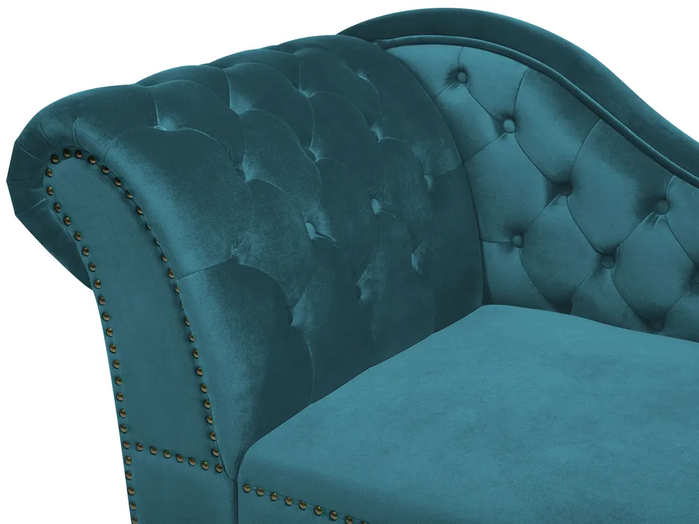 Left-Hand Chaise Longue NIMES Velvet Teal_805910