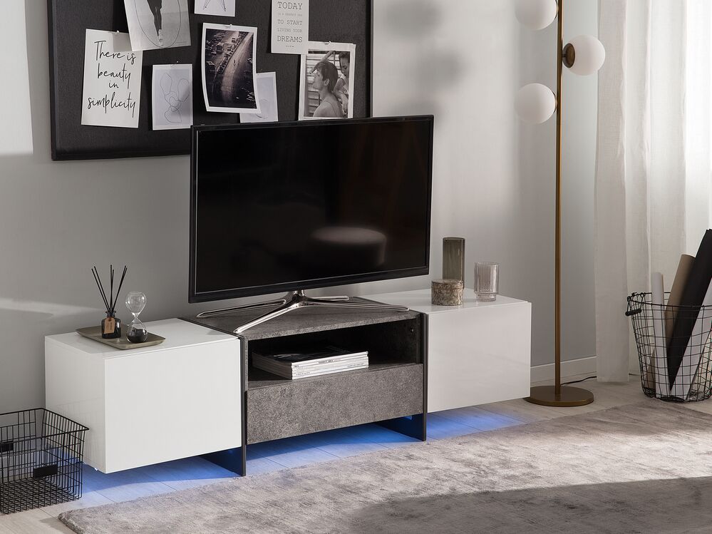 Meuble TV LED RUSSEL Effet béton gris