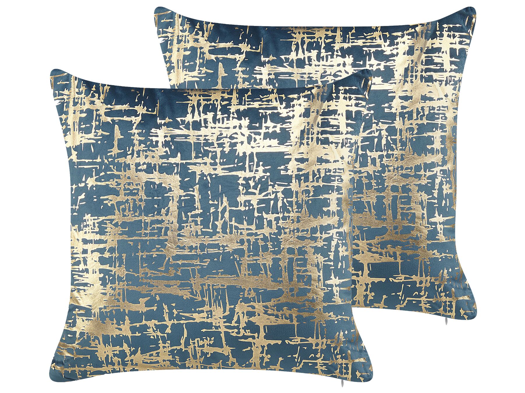 Dekokissen abstraktes Muster Baumwolle blau / gold 45 x 45 cm 2er Set GARDENIA_819805