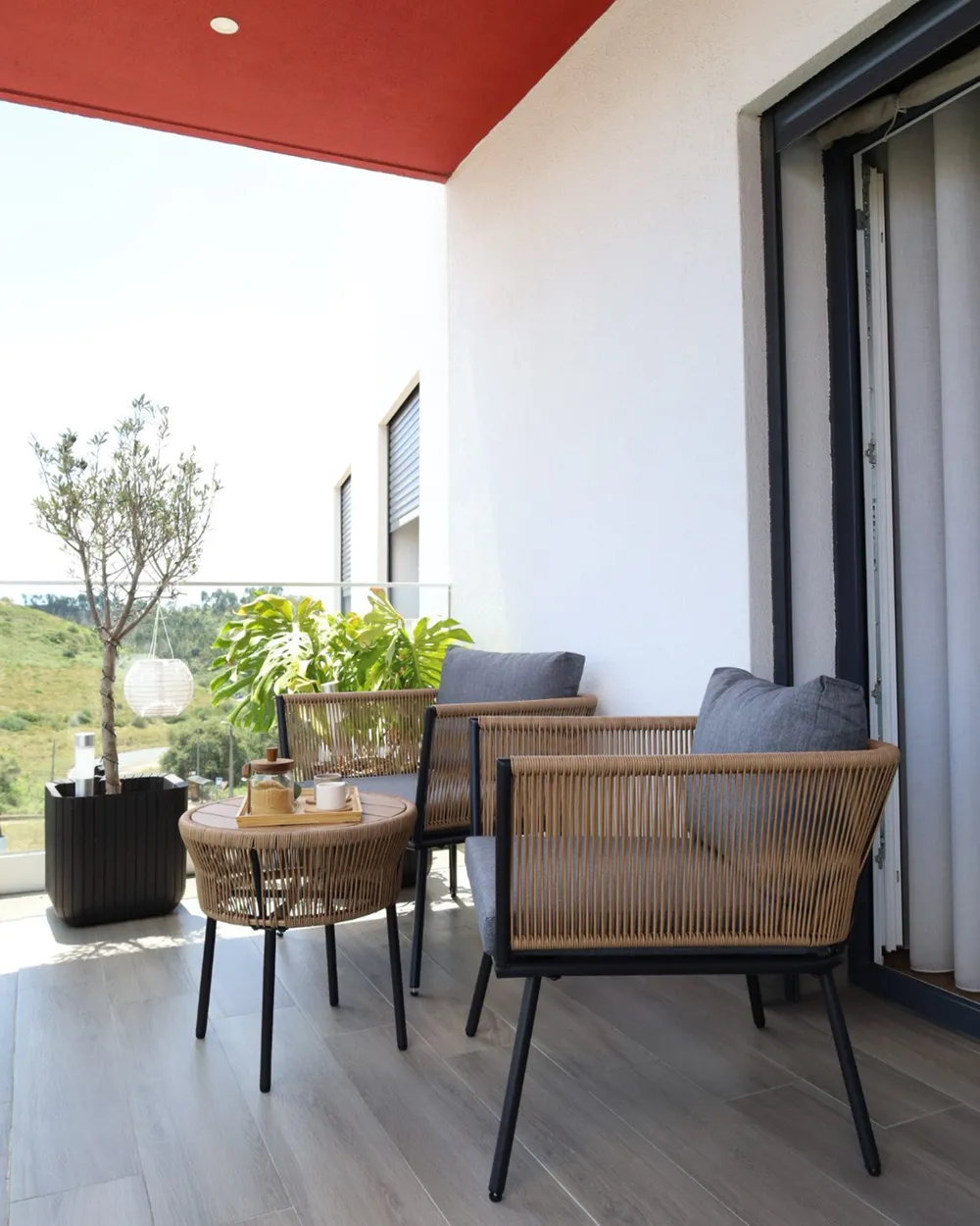 Bistro Set with Cushions GARGANO PE Rattan Light Brown_862787