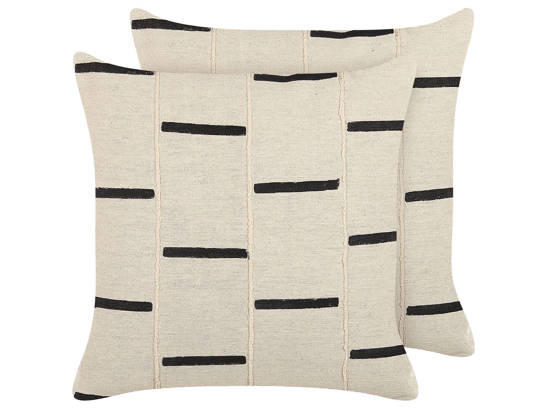 Set of 2 Cotton Cushions Striped 45 x 45 cm Beige and Black ABIES_838763
