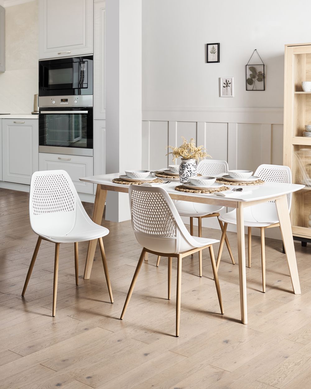 Set de 4 scaune dining HAZELTON Alb