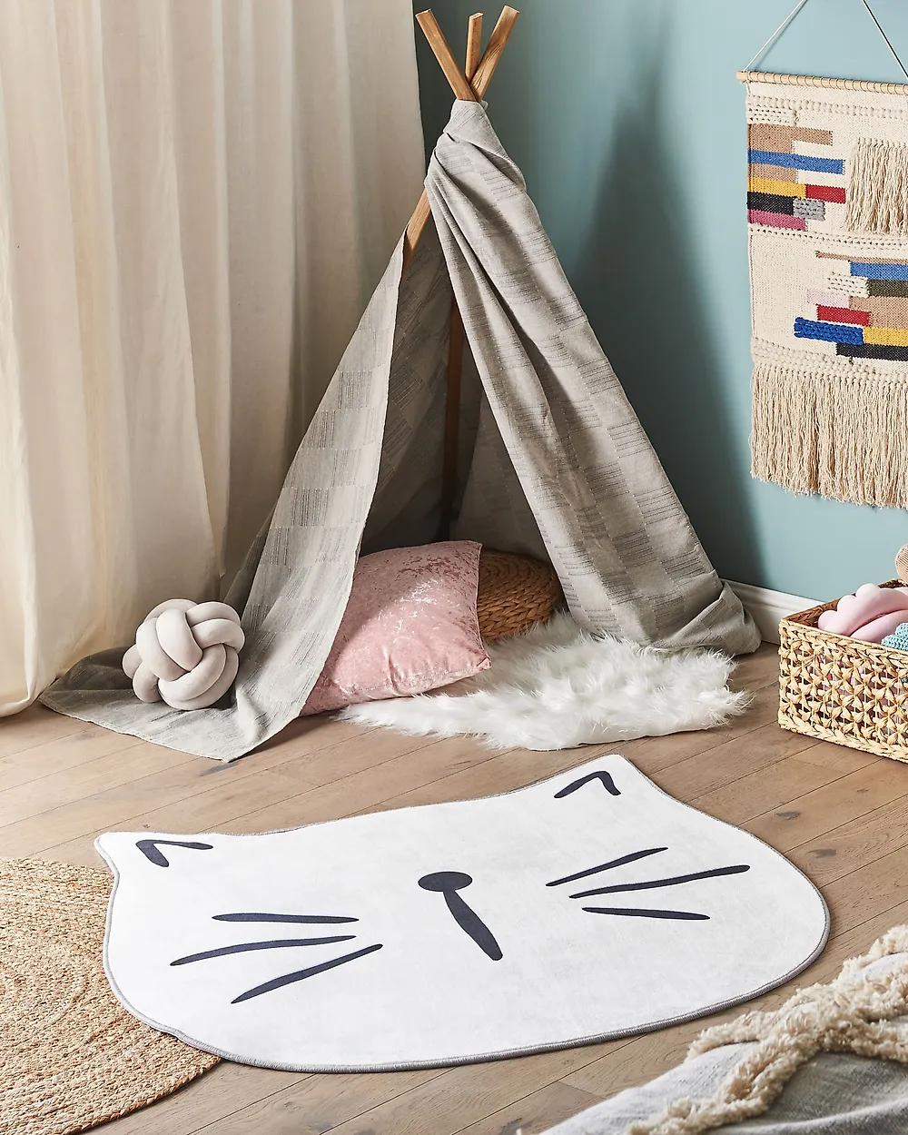 Tappeto per bambini KITTY Bianco ø 100 cm_1178525
