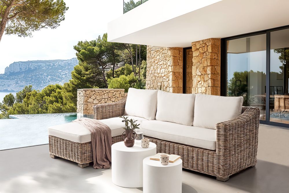 Patio Letto Rattan Da Giardino Divano Angolare Poltrona Letto - Main Image