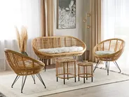 Garden Lounge Set with Table 4 Seater MARATEA/CESENATICO Rattan Natural_878416