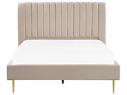 Bed Velvet MARVILLE 140 x 200 cm (EU Double) Beige_835970