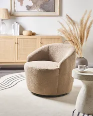 Swivel Armchair DAVIK Boucle Taupe_943660
