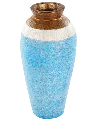 Vaso decorativo terracotta azzurro, bianco e oro 42 cm PLATEJE