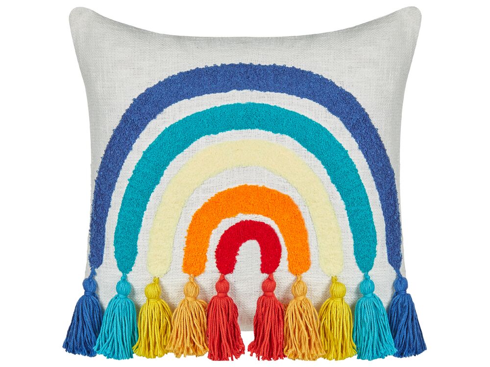 Cotton Cushion Embroidered Rainbow 45 x 45 cm Multicolour DORSTENIA Beliani