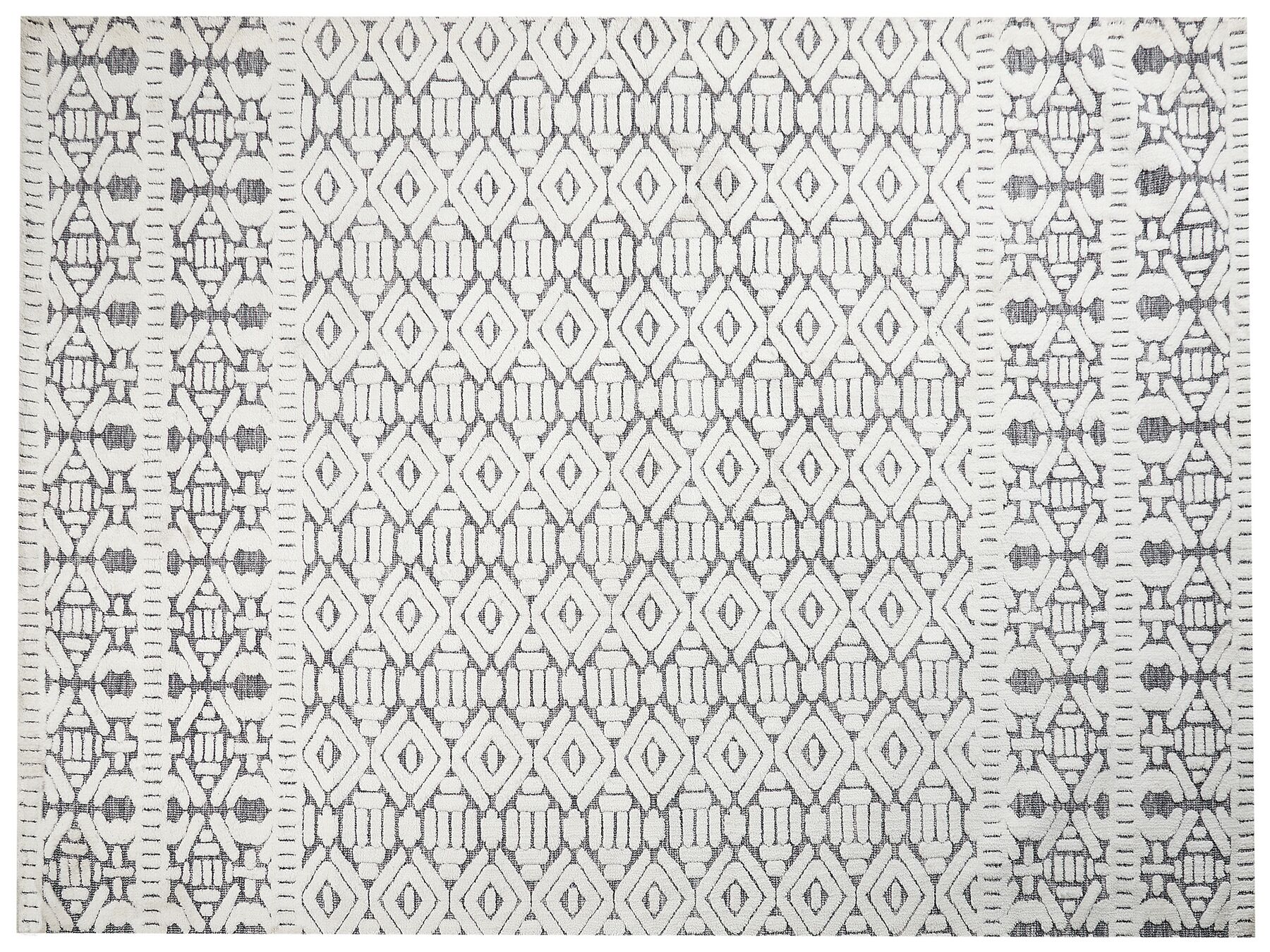 Teppich weiss / grau 300 x 400 cm geometrisches Muster Kurzflor SIBI_883788