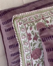Set of 2 Decorative Cushions AGAPANTHUS 45 x 45 cm Velvet Pink Striped_990332