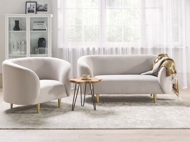 Fabric Living Room Set Beige and Gold LOEN
