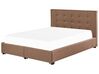 Čalúnená posteľ s úložným priestorom 160 x 200 cm hnedá LA ROCHELLE_833008