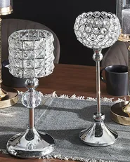 Candle Holder AVORD 33 cm Glass Silver_790749