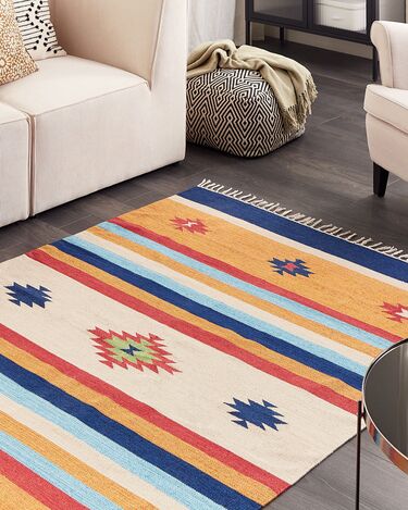 Cotton Kilim Area Rug 140 x 200 cm Multicolour TARONIK