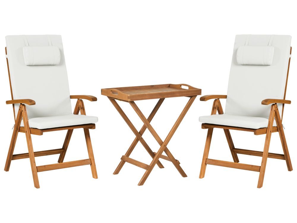 Conjunto de balcón JAVA PREMIUIM Madera de acacia Blanco crema