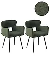 Set of 2 Dining Chairs SANILAC Boucle Dark Green