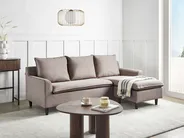 Corner Sofa 3 Seater ELVENES Velvet Taupe Left Hand_966851