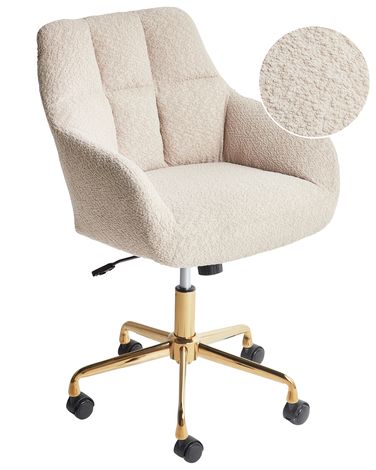 Chaise de bureau PALMDALE Bouclé Beige