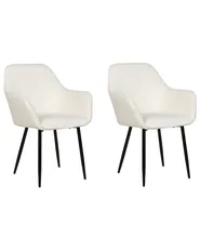 Set of 2 Dining Chairs ALDEN II Boucle White_887276