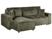Corner Sofa Bed 3 Seater ABACKA with Storage Corduroy Green Right Hand_959973