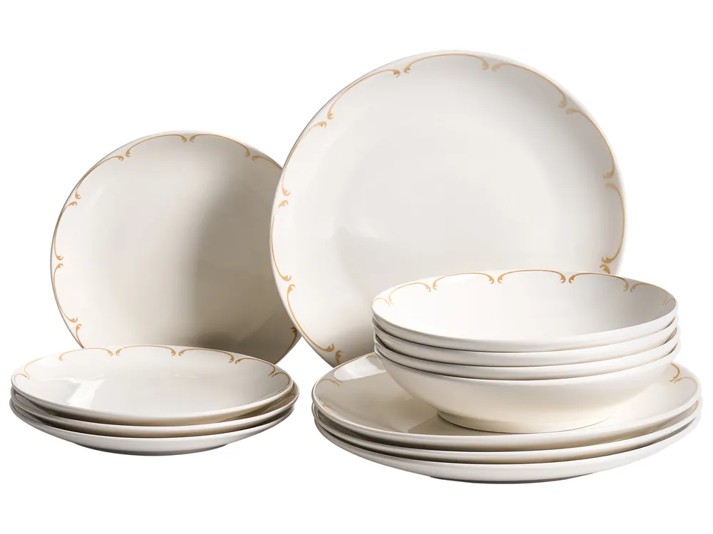 Zastawa stołowa 12-częściowa CHAROLI Porcelana Biały/ złoty