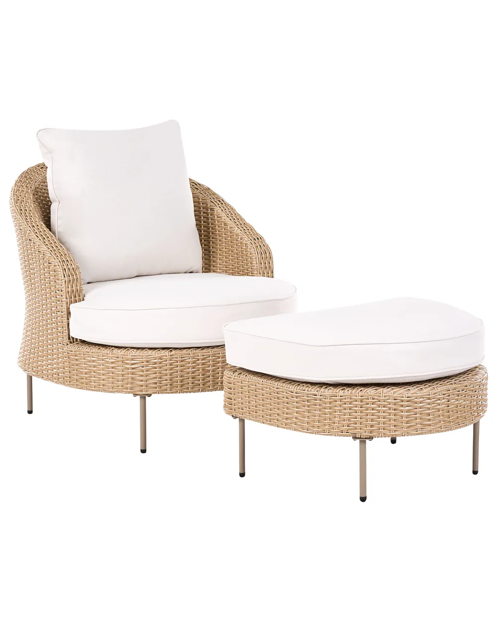 Poltrona da giardino con ottomana ARCILLE Rattan sintetico (PE) Beige