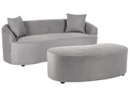 Sofa AMAL mit Ottomane Stoff Grau_1149705