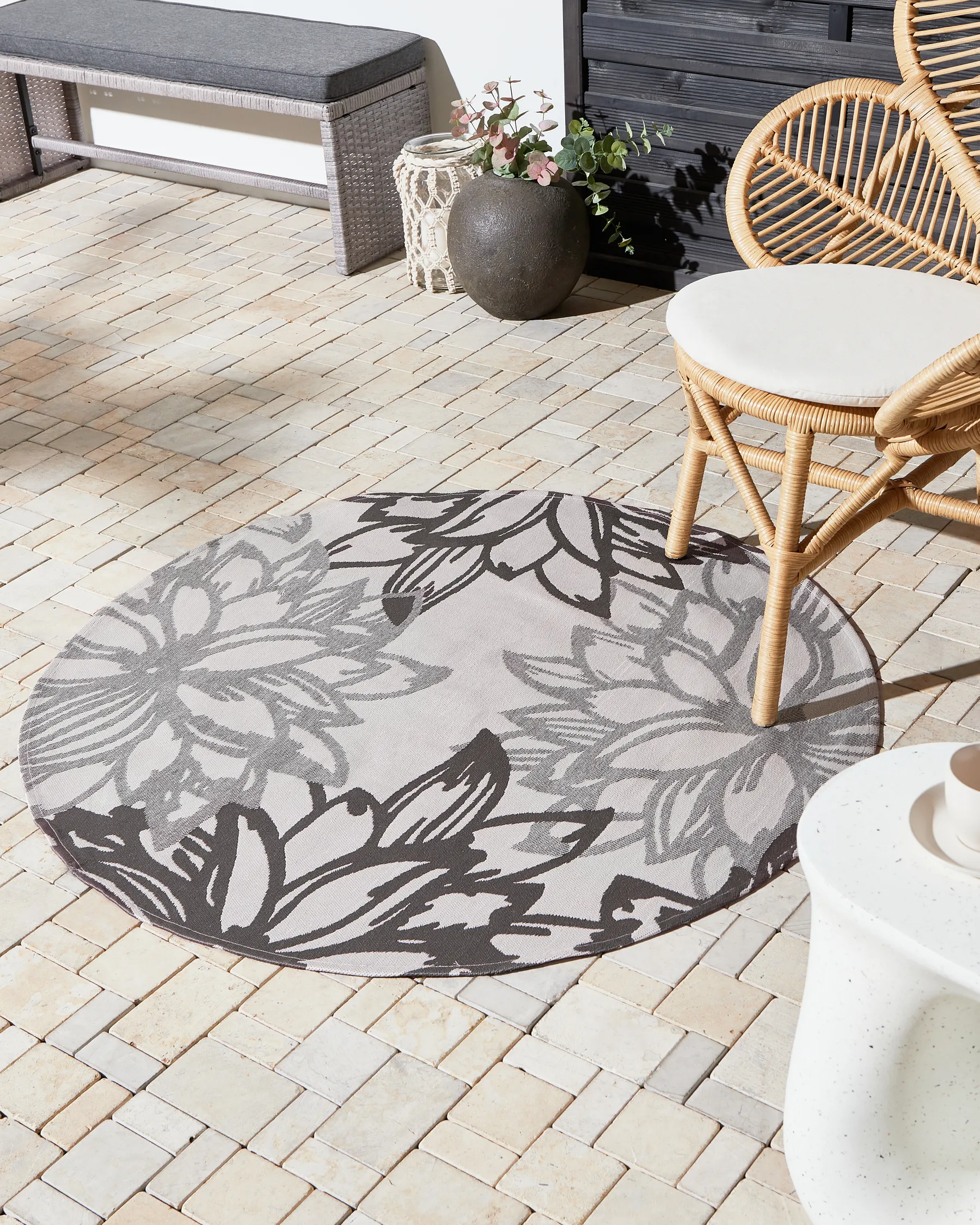 Tappeto per esterni SOLAPUR Grigio ø 120 cm_992439