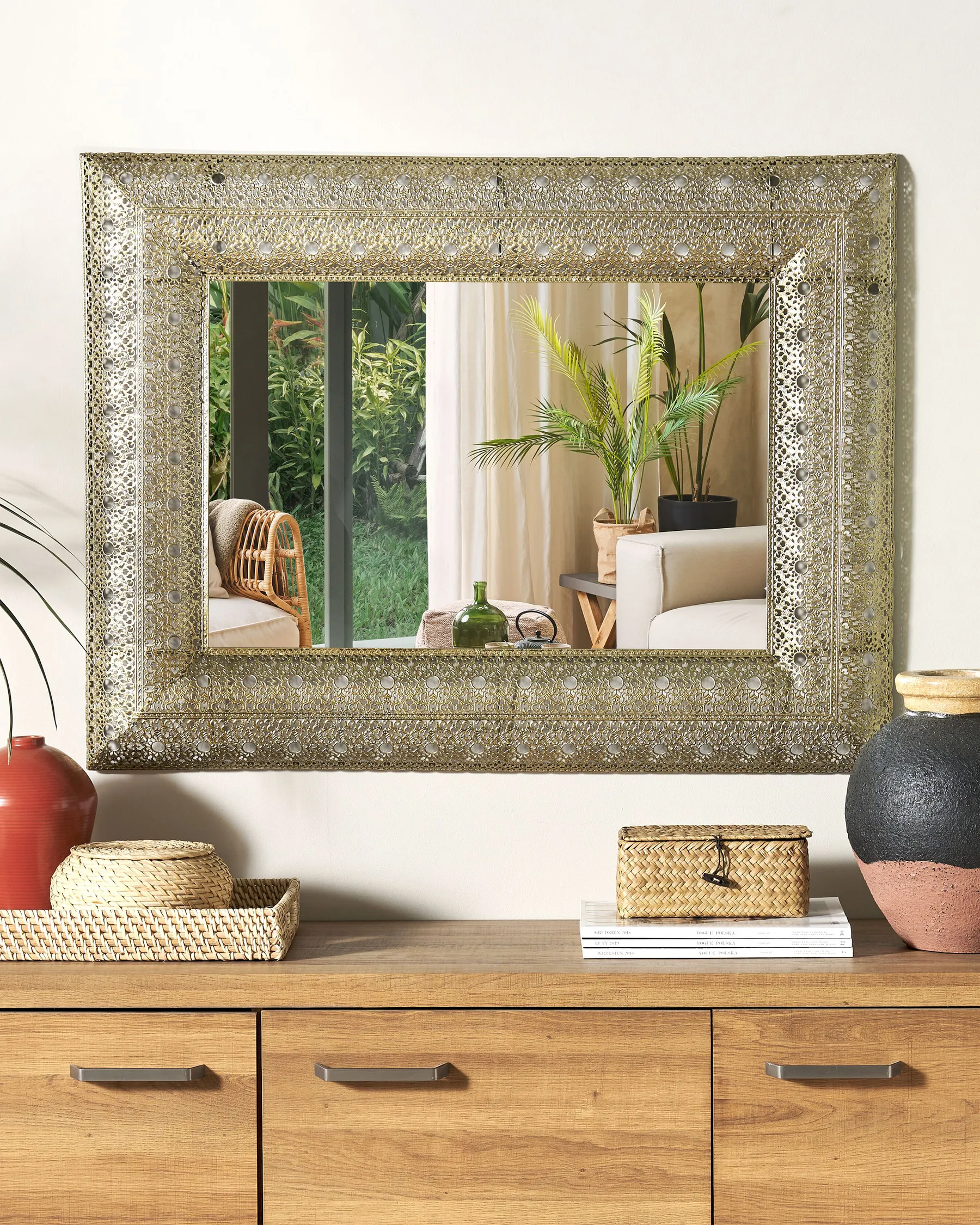 Wall Mirror DEHRADUN 69 cm 90 cm Metal Gold_790156