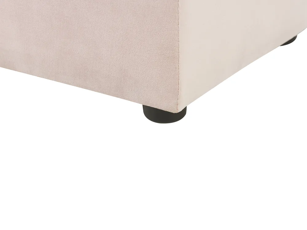 Bed with Storage Bench NOYERS Velvet Pastel Pink 180 x 200 cm (EU Super King)_796531