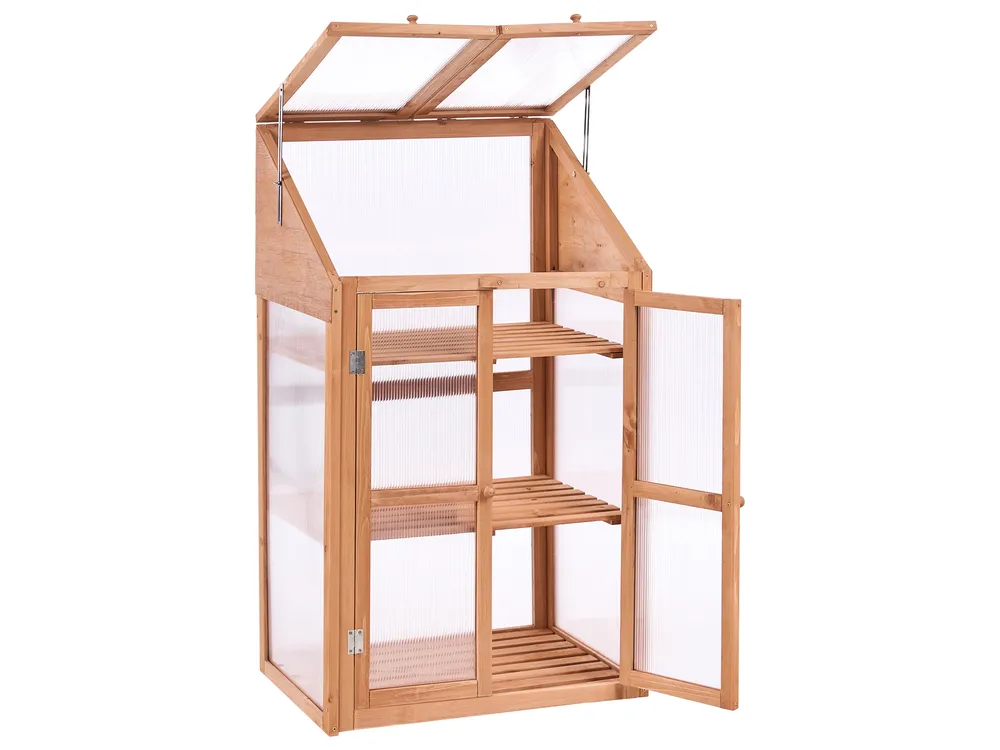 Balcony Greenhouse VOLVERA 67 cm 49 cm Fir Wood Light Brown_1024145