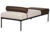 Chaise longue en lin synthétique et en similicuir beige et marron foncé MALMOS_931216