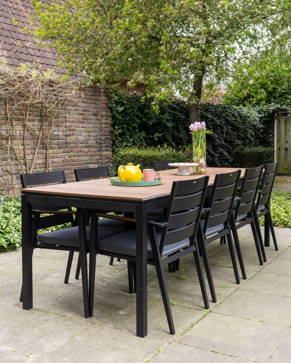 Tavolo da pranzo da giardino Bali, plastica, 138 x 78 cm, aspetto legno