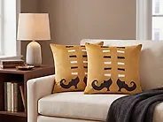 Throw Cushion COVASNA 45 x 45 cm Velvet Orange Abstract Pattern_1178308
