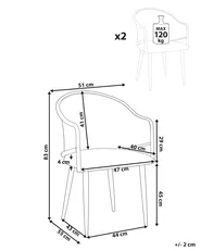 Set of 2 Dining Chairs WEIMAR Metal Light Brown_992848
