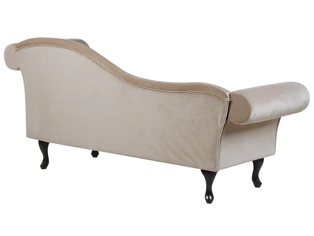 Right-Hand Chaise Longue LATTES Velvet Beige_791473
