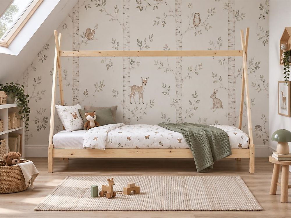 Letto per bambini Tenda Tipi Legno di pino DEVAY 90 x 200 cm Marrone chiaro