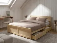 Bed with 2 Drawers DAUPHIN Pine Wood Light Brown 160 x 200 cm (EU King Size)_1059869